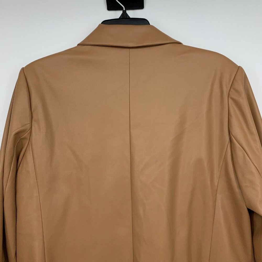 A New Day Blazer Faux Leather Brown Relaxed Fit Jacket NWT - Picture 9 of 11